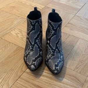 Marc Fisher Black and Gray Patterned Ankle Boots